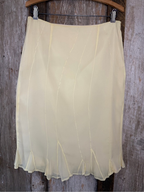 Jil Sander Dresses & Skirts - Jil Sander Silk Skirt Italy Pale Yellow Y2K Minimalist Luxe Midi Size 38/Small